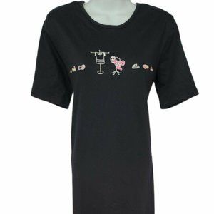 K Wear Vintage Black Long Embroidered Stretch Dress Size S